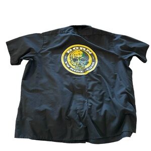 Red Kap Worker Shirt Short Sleeve Black Kent Skull Graphic